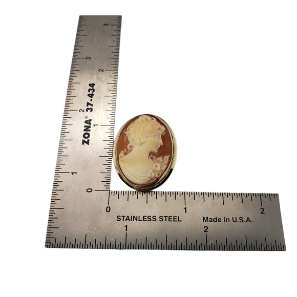 Vintage 14 Karat Yellow Gold Cameo Brooch/Pendant #13214 - Picture 6 of 6